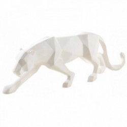 Leopard deco statue i hvit harpiks | Moderne origami feline skulptur for elegant stue