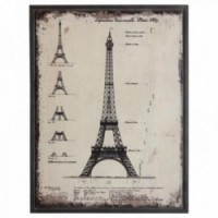 Wall Table Architecture Tour Eiffel: Aged Musta puukehys, Vintage Wall Decor & Photo Paris Chic