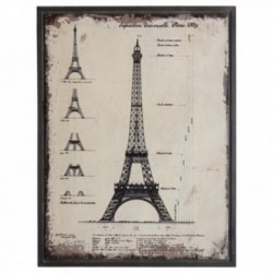 Tableau Mural Architecture Tour Eiffel : Cadre Bois Noir Vieilli, Décoration Murale Vintage & Photo Paris Chic