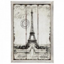 Tableau Mural Paris Tour Eiffel Cadre Bois Blanc Vieilli : Déco Murale Vintage Chic & Tableau Cadre Bois Blanc Paris