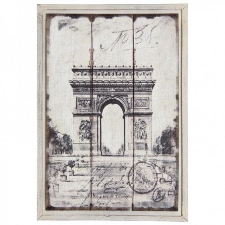 Pintura montada na parede PARIS Arco de Triomphe Quadro Wood White Envelhecido: Capital de Canvas Deco & Frame Retro Chique Inte
