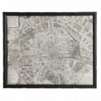 Wandmontierter Tischplan Paris Karte Rahmen schwarz Oebyry Wood: Altes Pariser Poster Vintage Wanddekor