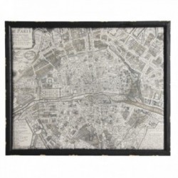Mapa de madeira da carta da parede de Paris