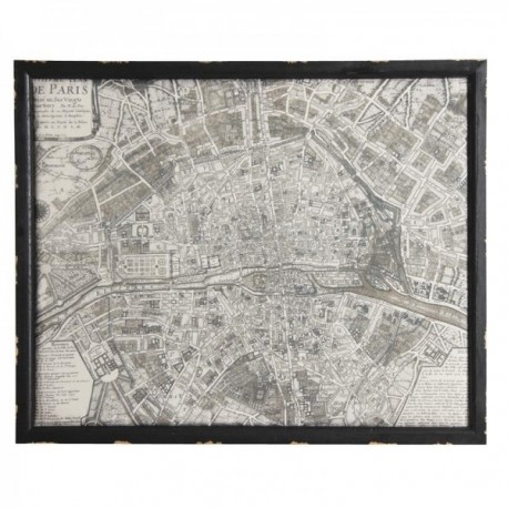 Wandmontierter Tischplan Paris Karte Rahmen schwarz Oebyry Wood: Altes Pariser Poster Vintage Wanddekor