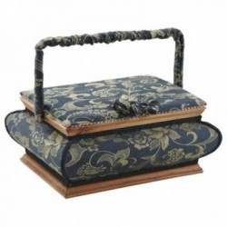 Getint houten naaddoos met compartimentele schaal