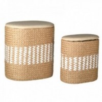 Rope and cotton paper laundry baskets Set of 2