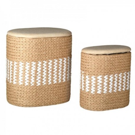 Paniers à linge en papier corde et coton Lot de 2