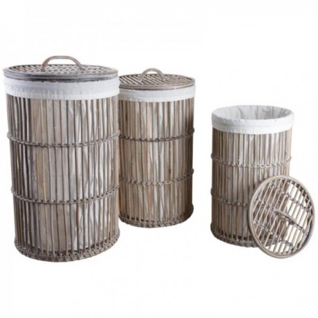 Round Laundry Baskets in Gray Poelet Set of 3