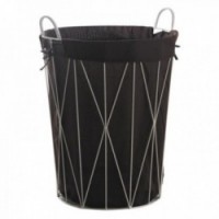 Round metal and cotton laundry basket with handles