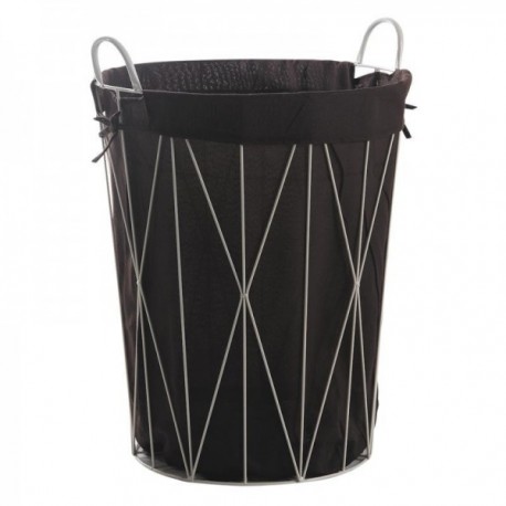 Round metal and cotton laundry basket with handles