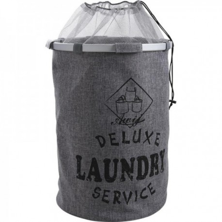 Gray Polyester Collapsible Laundry Hamper