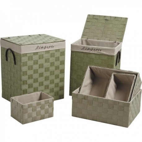 Zestaw 2 kosze lniane + 4 kosze linowe