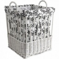 White wicker square laundry baskets with handles set of 2
