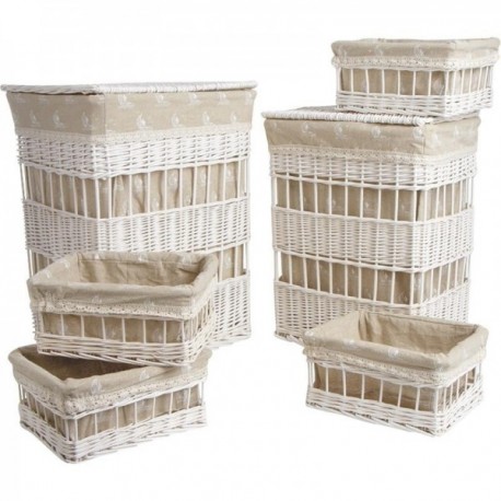 Series of 2 wicker laundry baskets + 4 wicker baskets