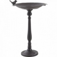 Pássaros pássaros chão de metal marrom de metal retro torre de jardim, alimentador decorativo e fonte ao ar livre