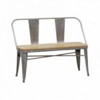 Bench in wood and industrial brushed steel