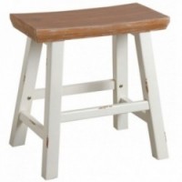 Natural Wooden Stool and White Feet: Solid Wood Seat Pouf & Side Seat Scandinavian Design