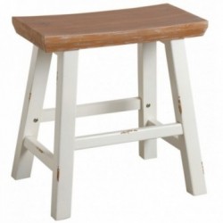 Taburete de madera natural y pies blancos: papel sólido de asiento de asiento y asiento lateral diseño escandinavo