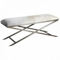 Bench in patinated steel and cowhide