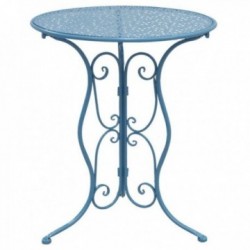 Taitettava pyöreä sininen väärennetty metallipuutarha pöytä