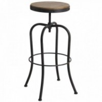 High swivel bar stool in metal and wood