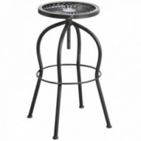 High swivel bar stool in antique gray metal