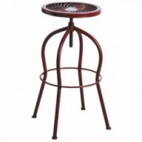 High swivel bar stool in antique red metal