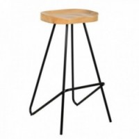 Bar stool in metal and modern oiled elm wood