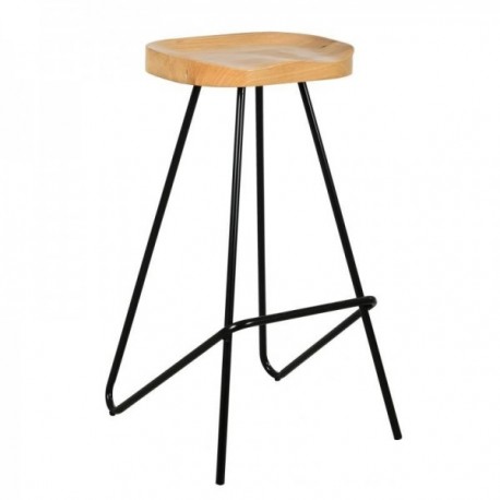 Bar stool in metal and modern oiled elm wood