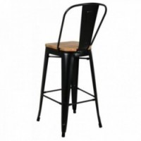 Teollisuuspalkin tuoli mustalla metallilla ja öljyttyllä ELM-puulla