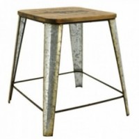 Stool with zinc feet and wooden seat decor "A countryside"