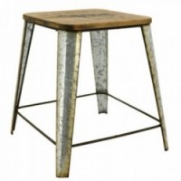 Stool with zinc legs and wooden seat "An air of the countryside"