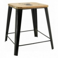 Black metal stool with deer head wooden seat "The call of the forest"