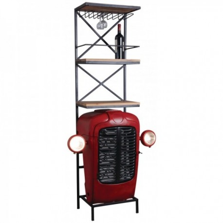 Tractor grille bar cabinet in red metal