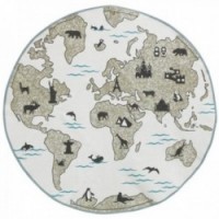 Tapis chambre enfant rond en coton Mappemonde