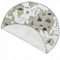 Round cotton children's bedroom rug World Map