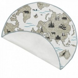 Round cotton children's bedroom rug World Map