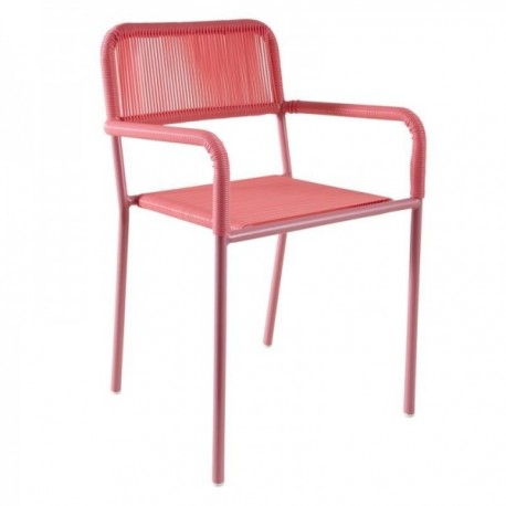 Children's garden chair in polyresin and pink lacquered metal
