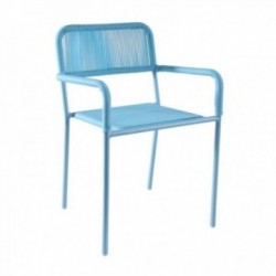 Cadeira de jardim infantil em poliresina e metal lacado azul