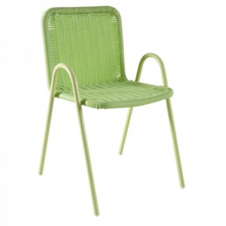 Children's garden chair in polyresin and green lacquered metal