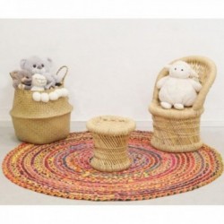 Kids reed chair and stool set