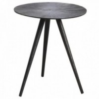 Round coffee table side table in antique zinc metal Ø 36 h 41.5 cm