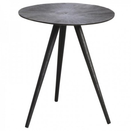 Table basse ronde bout de canapé en métal zinc antique Ø 36 h 41,5 cm