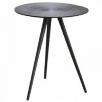 Round Coffee Table Side Table In Antique Zinc Metal Ø 40 h 47 cm