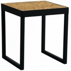 Mesa lateral quadrada em metal e madeira