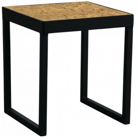 Square Table Sofa End Metal and Wood