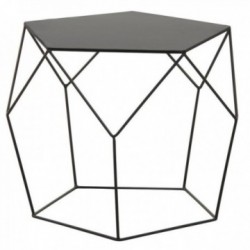 Mesa de centro poligonal em metal preto