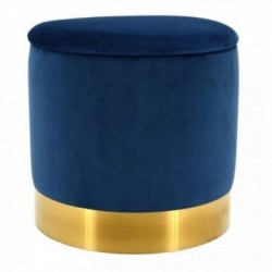 Blue velvet storage pouf