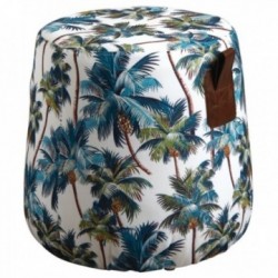 Tela redonda Tela Puf "Jungle" Naturaleza de hojas de palma, Pouf Ottoman Poisest Pouf, Sala de estar de la sala de oficina