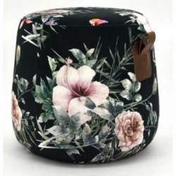 Fleuri Print Velvet Pouf,...